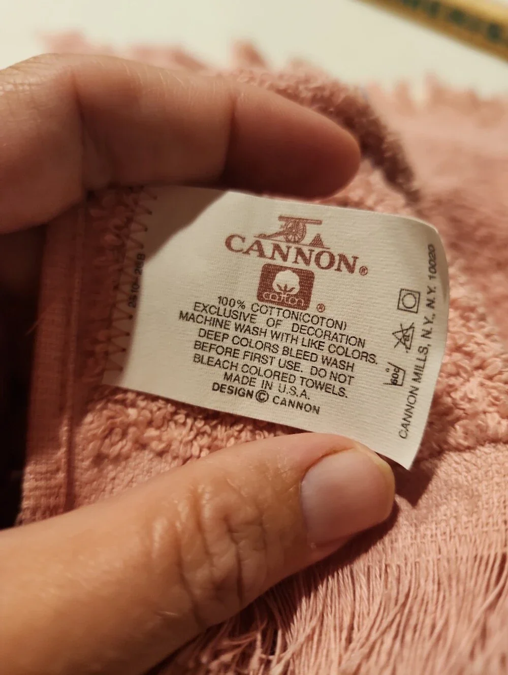 Cannon Vintage Hand Towel Wash Cloth Pink Shell-Trim Bath Set Lace Cotton Cream